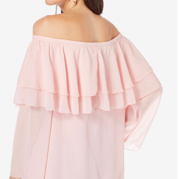 NWOT BEAUTIFUL BLUSH OFF THE SHOULDER TUNIC BY ROAMAN’S. SIZE 22W. - Picture 3 of 4